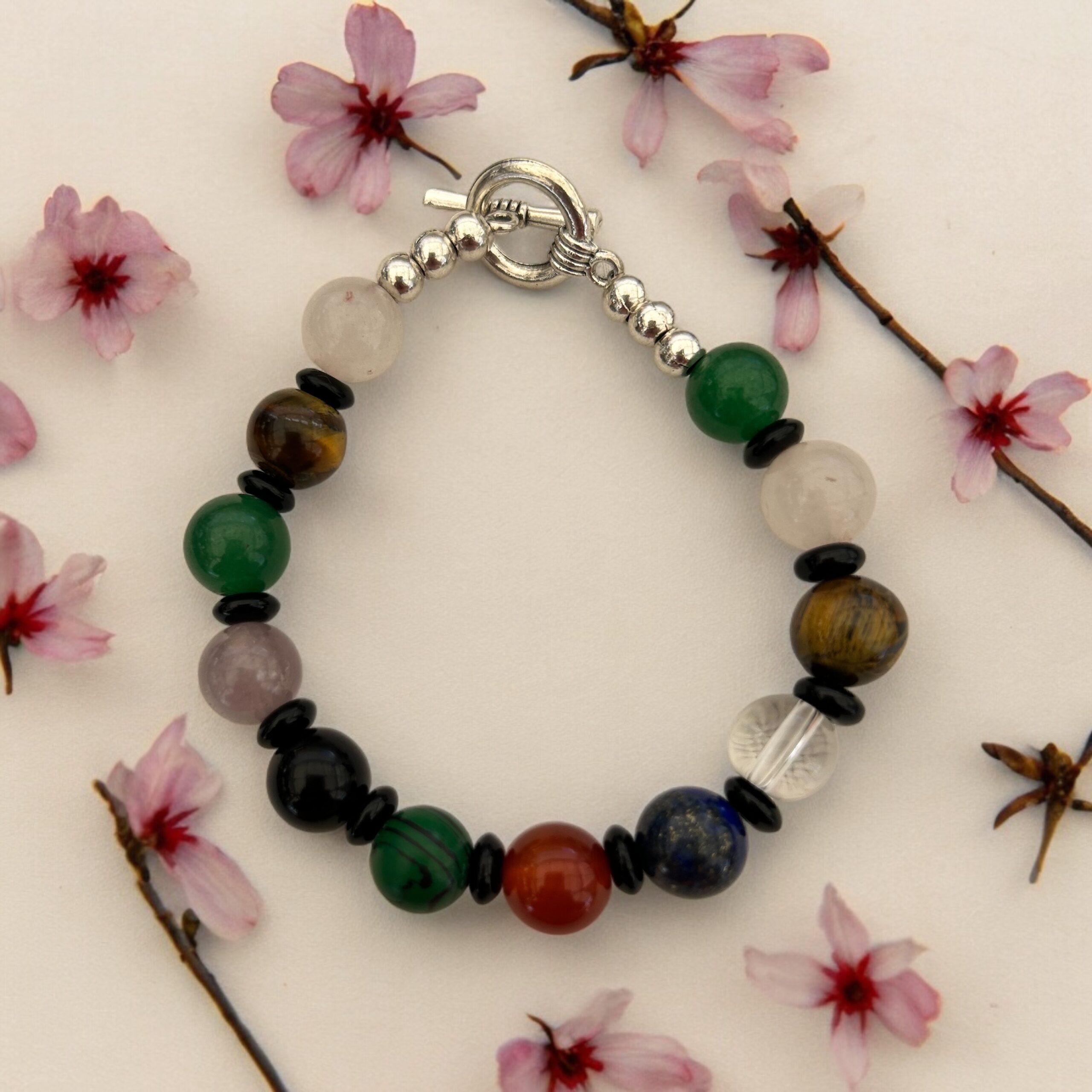 Pulsera de Zamak con Piedras Semipreciosas – 10 mm
